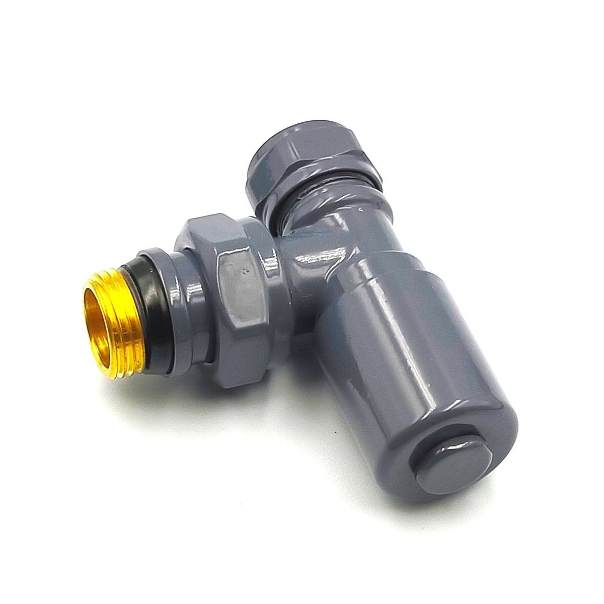 Antrasit (Parlak açık) Köşe Radyatör Vanası Metal Volanlı (16x2 Pex)