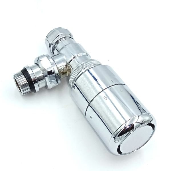 Chrome Corner Thermostatic Radiator Valve (16x2 Pex)