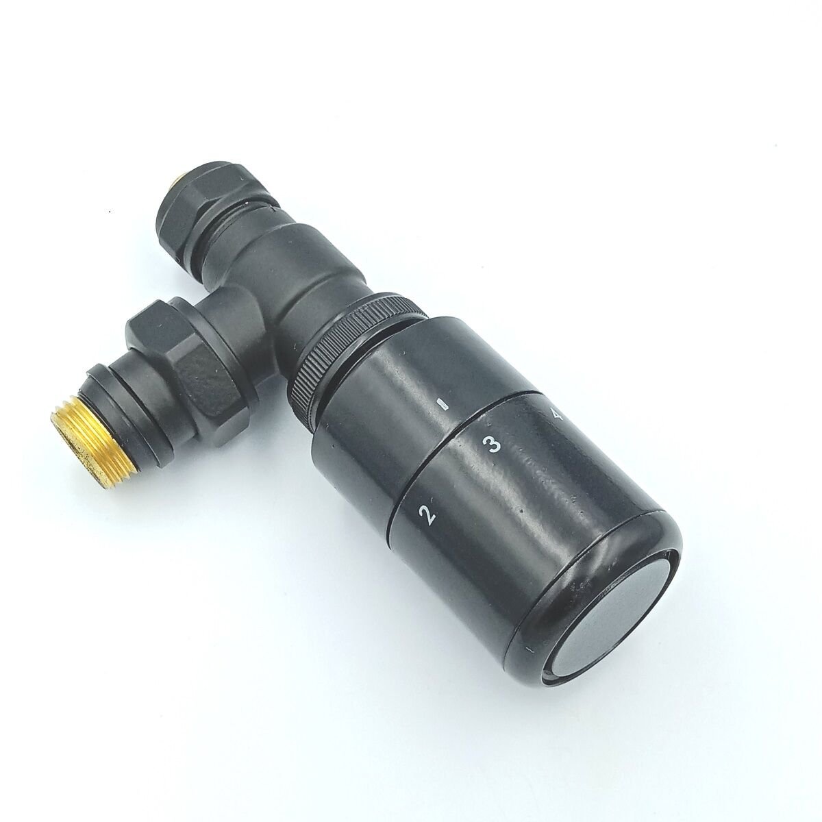 Siyah Köşe Termostatik Radyatör Vanası (16x2 Pex)