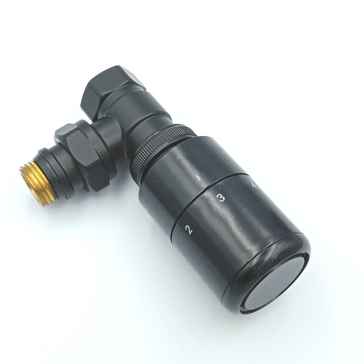 Siyah Köşe Termostatik Radyatör Vanası