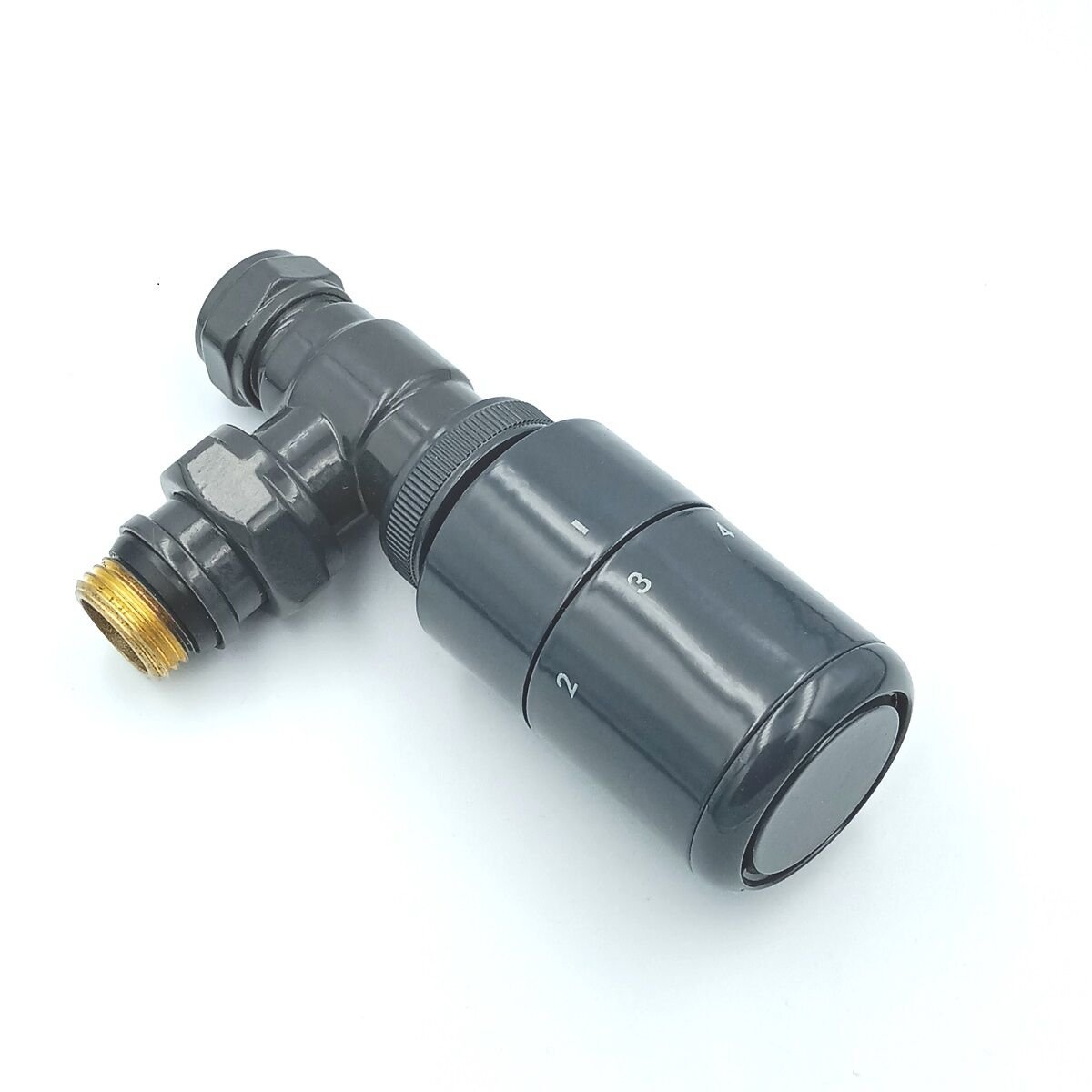 Antrasit Köşe Termostatik Radyatör Vanası (16x2 Pex)