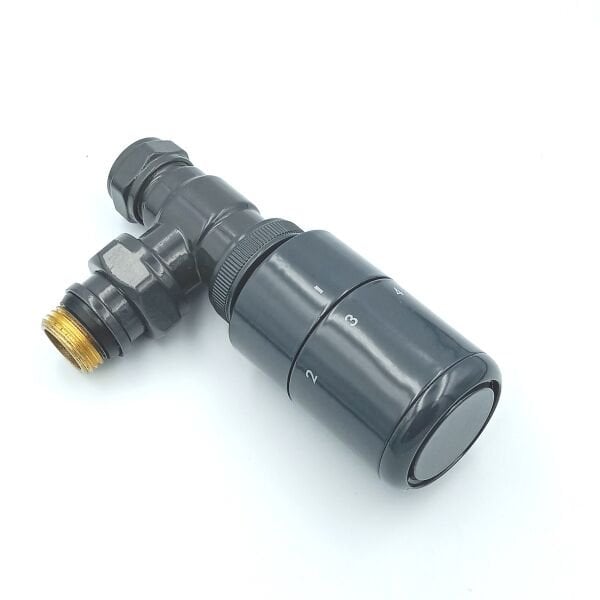 Antrasit Köşe Termostatik Radyatör Vanası (16x2 Pex)