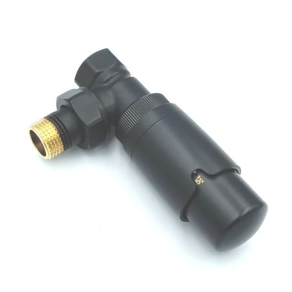 Siyah Köşe Termostatik Radyatör Vanası